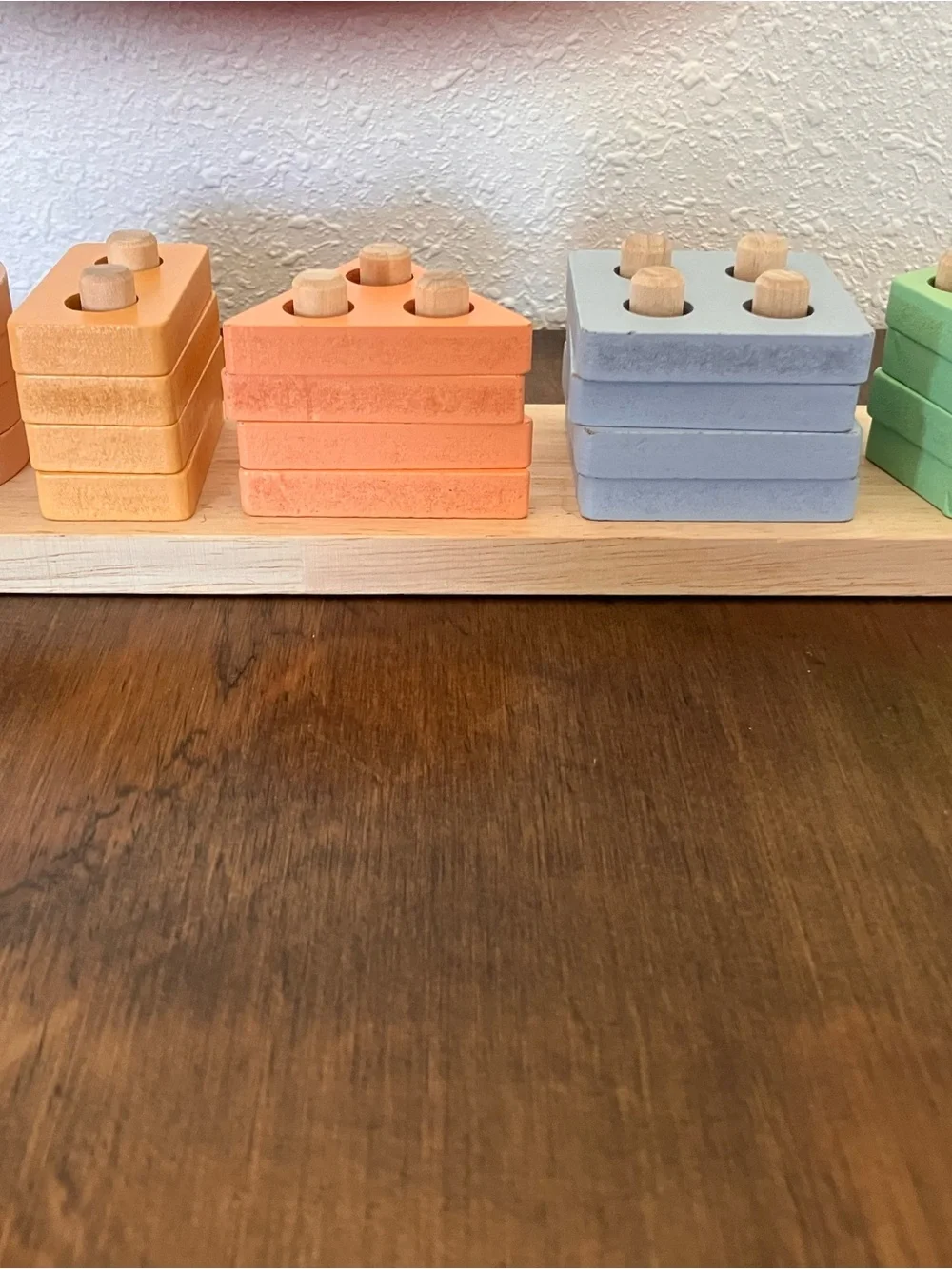 Wooden Shape Sorting Toy - Pastel Orange & Blue